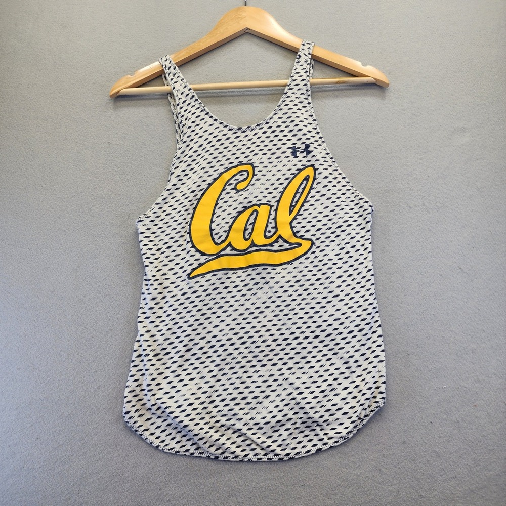 Under Armour Cal Bears HeatGear Tank Top Womens XS Blue White Diamond Racerback